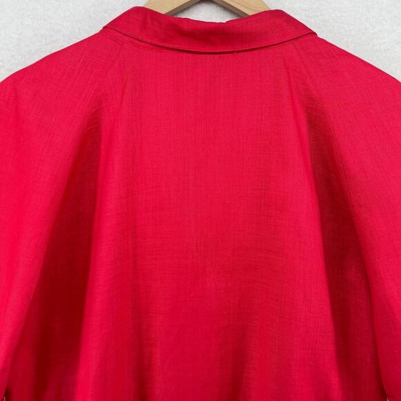 REGINA PORTER Top Women 18 Linen Button Front Collared Short Sleeve Red VTG - Picture 6 of 15